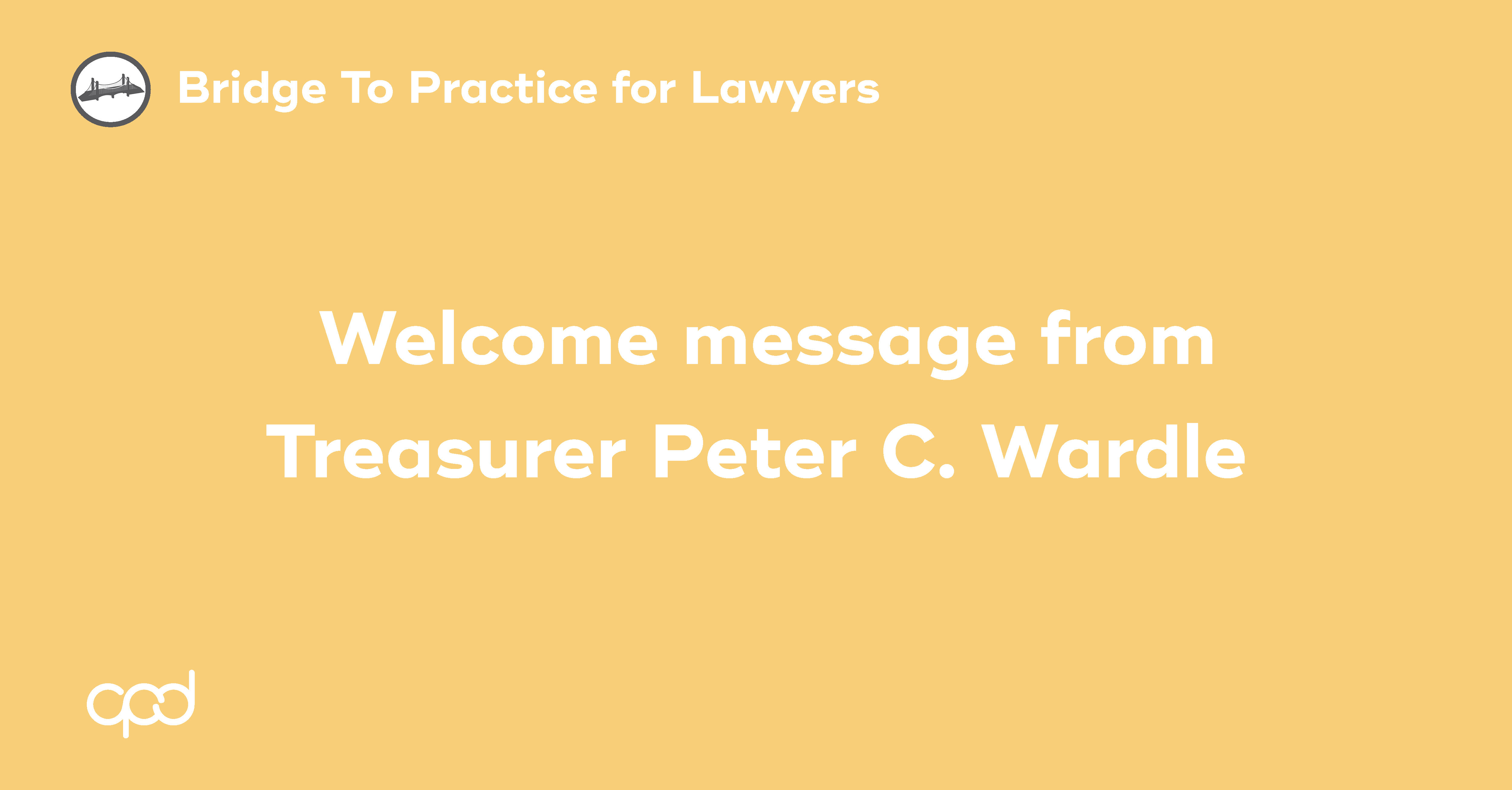 Welcome message from Treasurer Peter Wardle