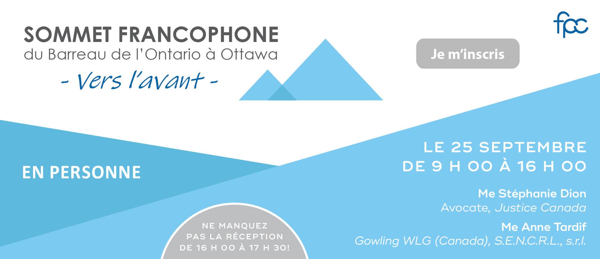 Sommet francophone du Barreau de l'Ontario à Ottawa – Vers l'avant