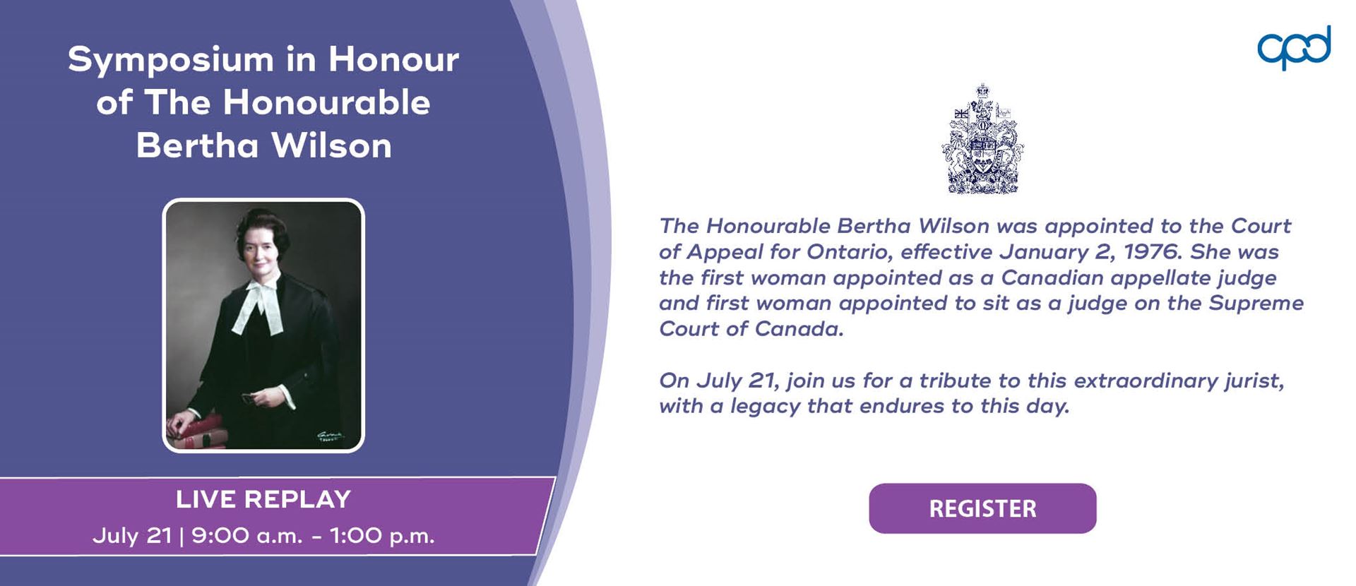 Live Replay: Symposium in Honour of The Honourable Bertha Wilson